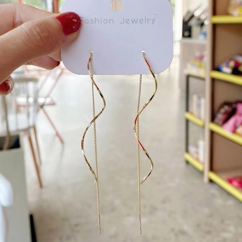 1 Pair Threader Type Long Tassel Threader Earrings Korean Style Party Earrings  Casual Wear