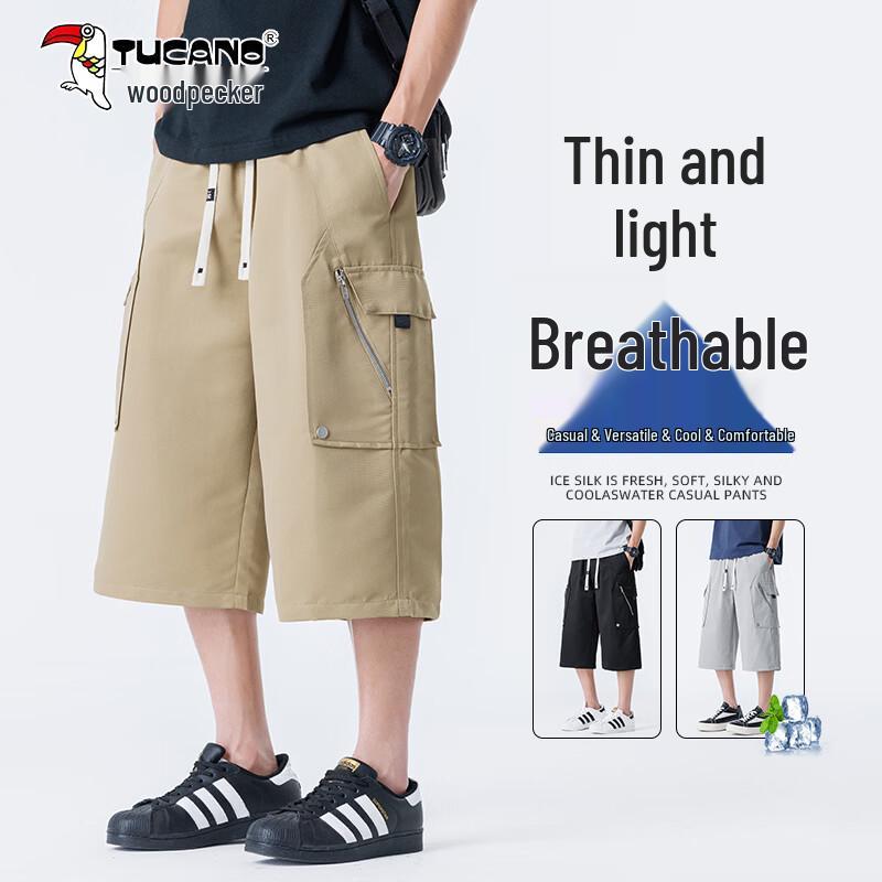 TUCANO Men s Summer Ice Silk Quick-Dry Cargo Capris 4XL