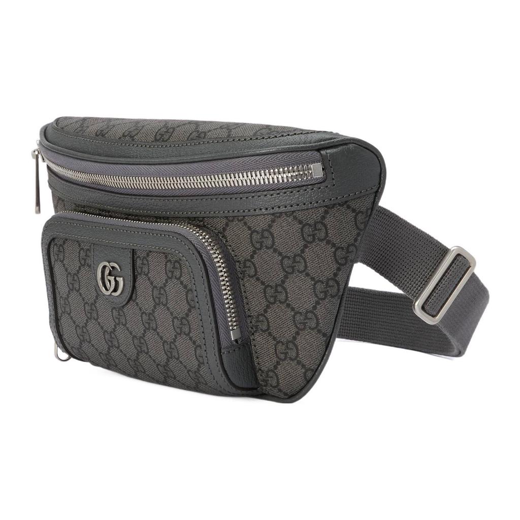 Gucci Ophidia Zipper Closure Logo Canvas Waist Bag Men Waist Bag Gray 733868-UULHK-8576