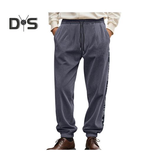 

Мужские брюки с эластичной талией на шнурке, свободные спортивные штаны Curduroy с принтом цветов кешью, уличные брюки для путешествий и работы L темно-серого