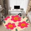 1pc Flower Smiley Office Round Rug, Non-slip, Soft and Durable Office Rug for Interior Decoration, Perfect for Office, Beautiful Decoration Yy26032407
