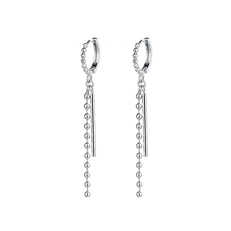 Gu Maoning, Round Beads, Fringed Earrings, Cold Wind, Metallic Punk, Single Handsome Geometric Chain, Ear Buckles.