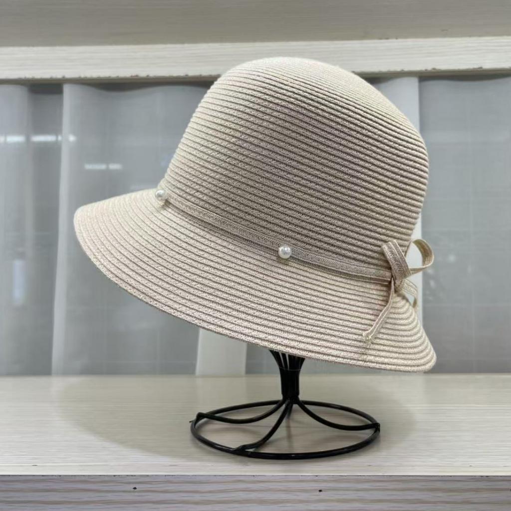 Niche elegant versatile small brim basin hat bucket hat women's summer travel foldable sun protection straw hat