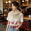 Pañuelo triangular de encaje calado estilo vintage para mujer, accesorio decorativo elegante