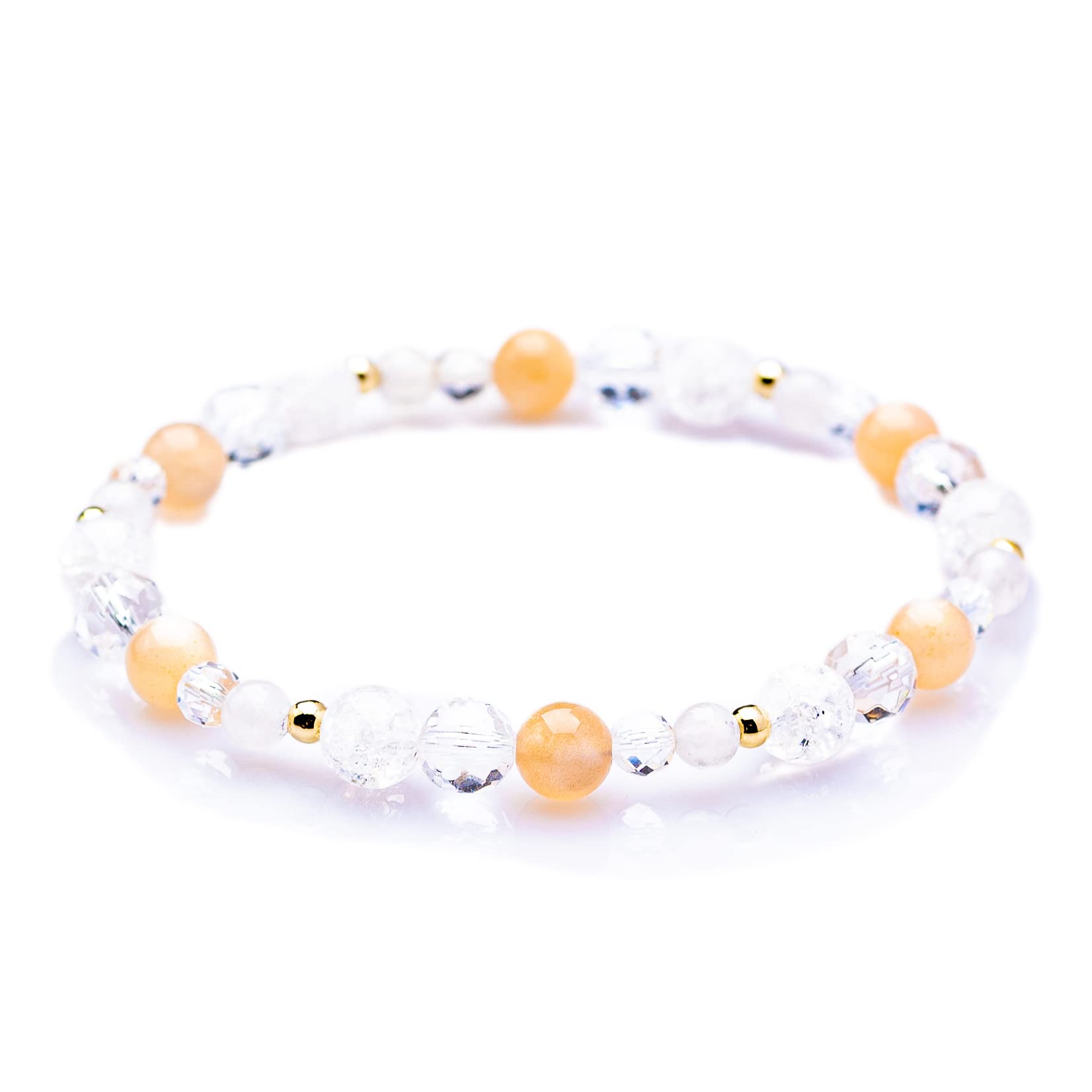 

Natural Stone Power Quality Guarantee Moonstone x [Kyoto Judo] Women s Bracelet, Stone, 4mm, Gift, Amulet, (Orange Moonstone, 15cm)
