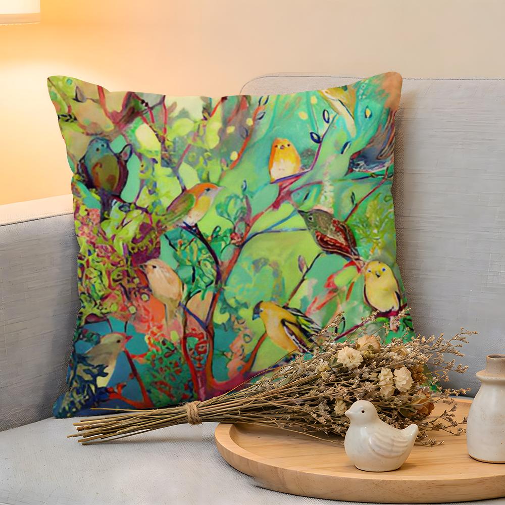 Cushion Cover Linen SkinFriendly Soft Decorative Case for Sofa Home Decor Anime Abstract Paint Colorful Pillow Cover