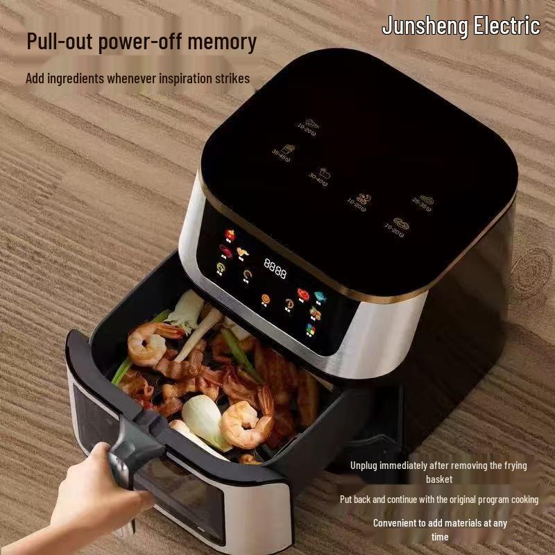Stainless Steel Touchscreen Air Fryer for Home Use - Large Capacity Electric Fryer for Chicken & Fries