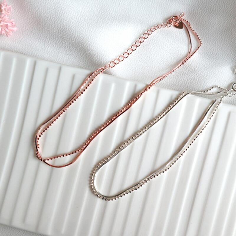 Women's Fashion Silver Pink Gold Snake Anklet