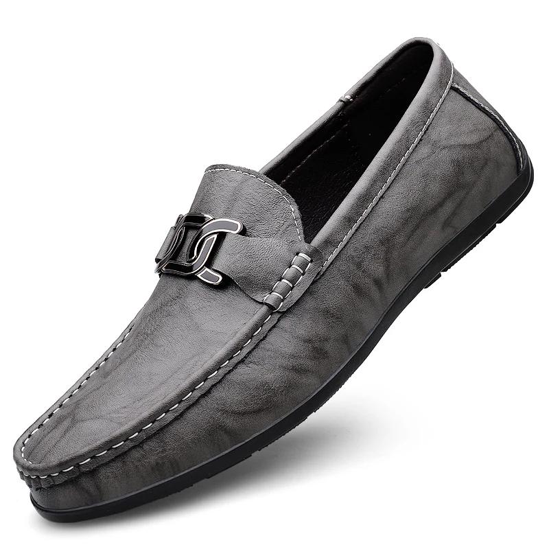 New Men's Business Shoes Italian Style Penny Loafers For Men Handmade Leather Moccasins Driving Shoes Non-Slip Slip On Flats
