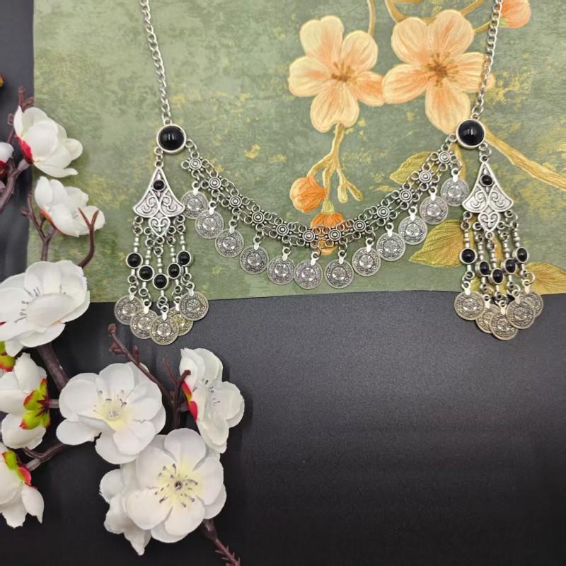 Bohemian Ethnic Headpiece With Tassel Chain Vintage Kazakh Coin Design Hair Accessory Festival Costume