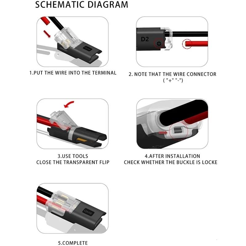 Quick Pluggable wire connector cable crimp terminal block 2-pin LED car wiring connector splitter 22-20AWG