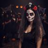Simulation Rose Skull Mesh Veil Hairband Gothic Halloween Rose Headband  Women Accessories
