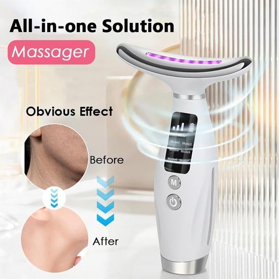 7-Farben LED Lichttherapie Gesichtsmasseur Anti-Aging, Hautstraffung Gesichtsabnehmstab, Vibration, Faltenreduzierung für Gesicht, Hals, Auge