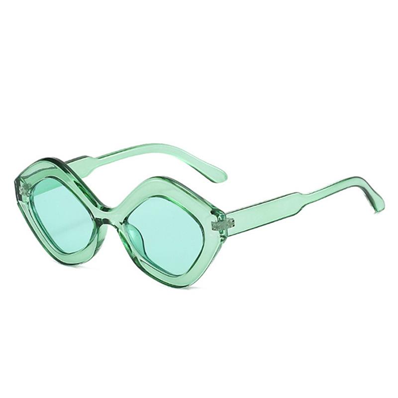  New Retro Irregular Polygon Cat Eye Sunglasses Women Green Red Shades UV400 Fashion Trending Men Sun Glasses