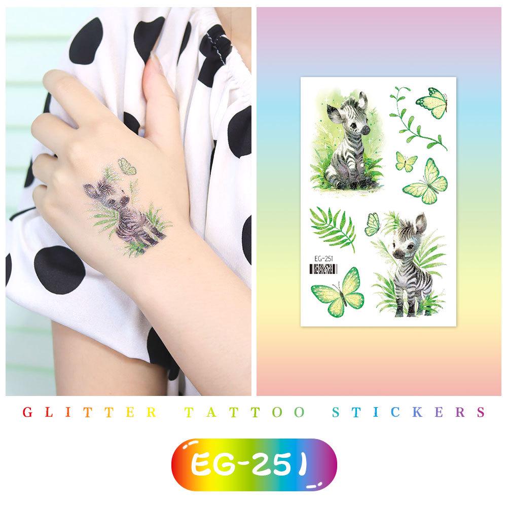 Ruikalong Glitter Animal Cartoon Tattoos: Cute Waterproof Panda & Rabbit Stickers for Kids 75 x 120 mm