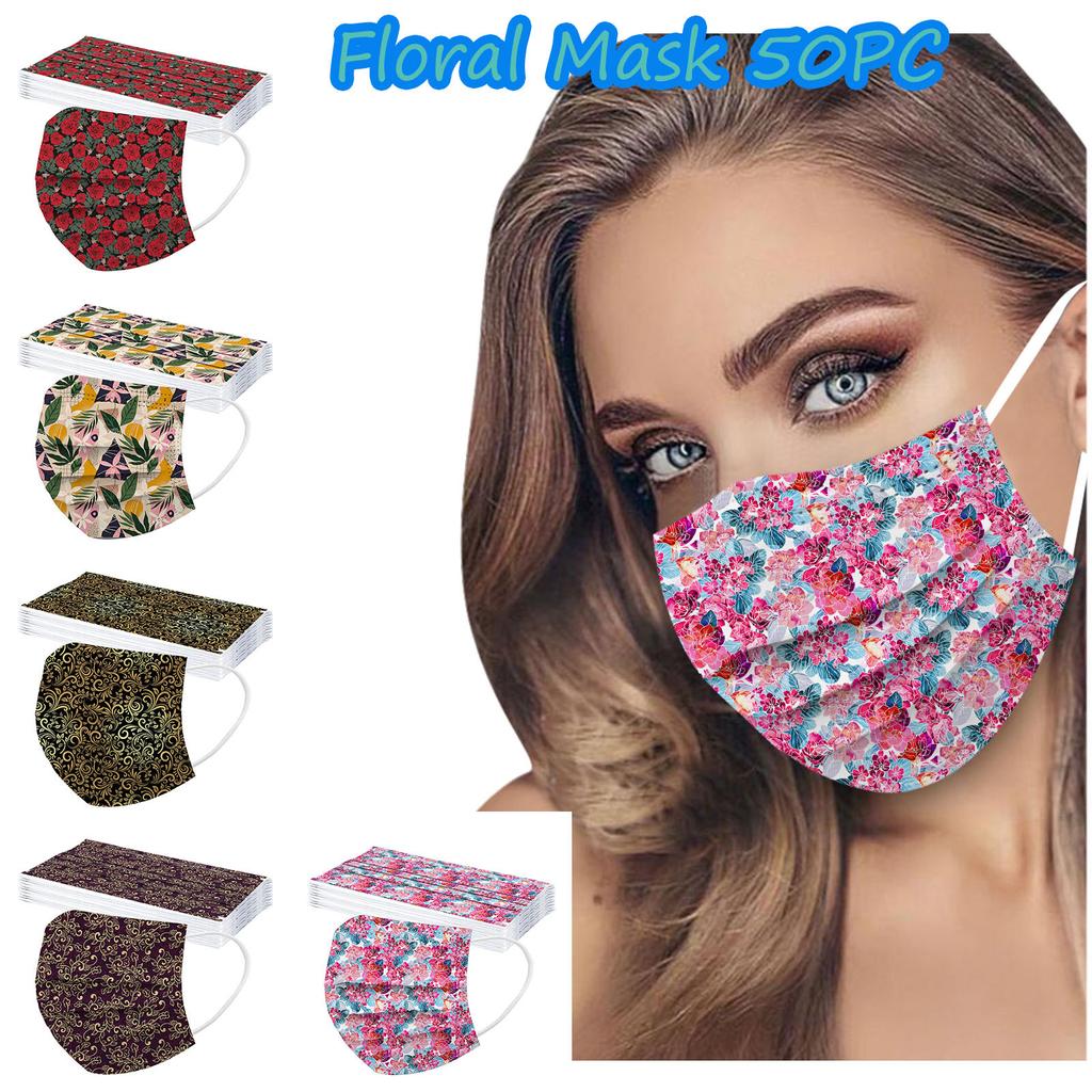 Buy Disposable Face Masks Unisex Adults Plaid Print 3Layer Masks 50PCS