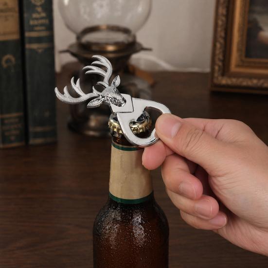 Hirschkopf Flaschenöffner, Kreativer Bieröffner mit Wortspiel "One Deer You" Bedeutung, Zinklegierung Hochzeitsmitgebsel Geschenk für Trauzeugen