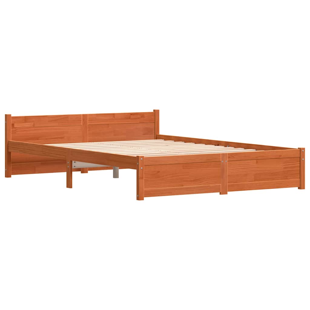 Bed Frame with Headboard Wax Brown 205.5 X 165.5 X 51 Cm