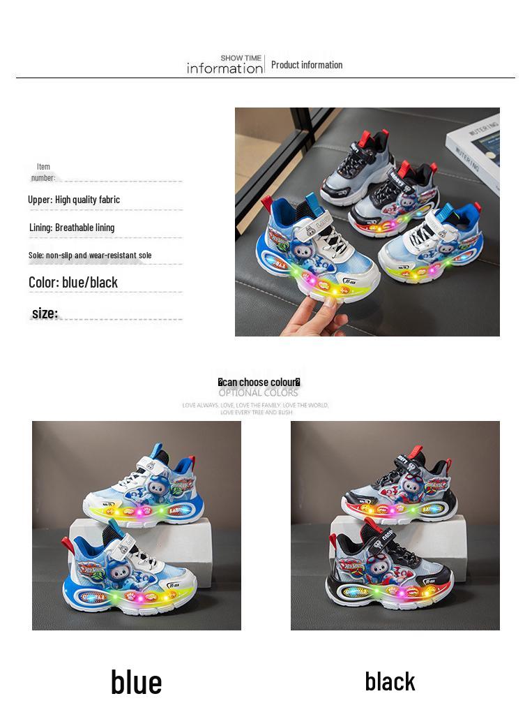 2025 Kids' Light-Up Sneakers: Autumn Velcro Mesh Shoes for Boys & Girls - Breathable Dad Shoes