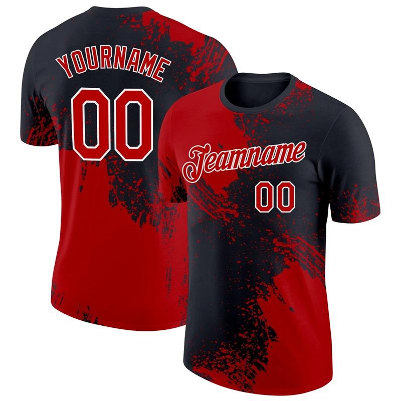Individuelles Name Nummer 3D Farbblockmuster T-Shirt Neues Design Pop Herren Fußball Kurzarm Oberteile Schnelltrocknend Unisex Individuelle T-Shirts