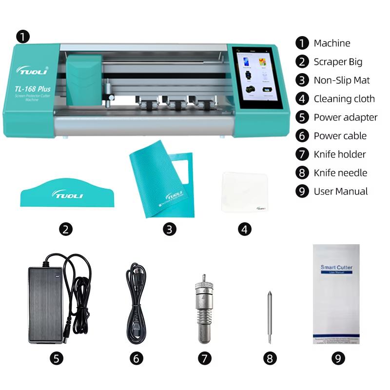 TuoLi Mobile Phone Screen Protector Cutting Machine TPU Hydrogel Film Sheet Plotter Hydrogel Back Skin Cutter Machine tools set
