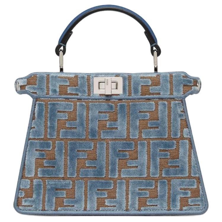 

Fendi Peekaboo I See U Adjustable Detachable Shoulder Strap Turn Lock Closure FF Jacquard Silk Shoulder Crossbody Handbag Small 8BN335-AT14-F1NQ0 Basic Set (Bag+Dust Bag)