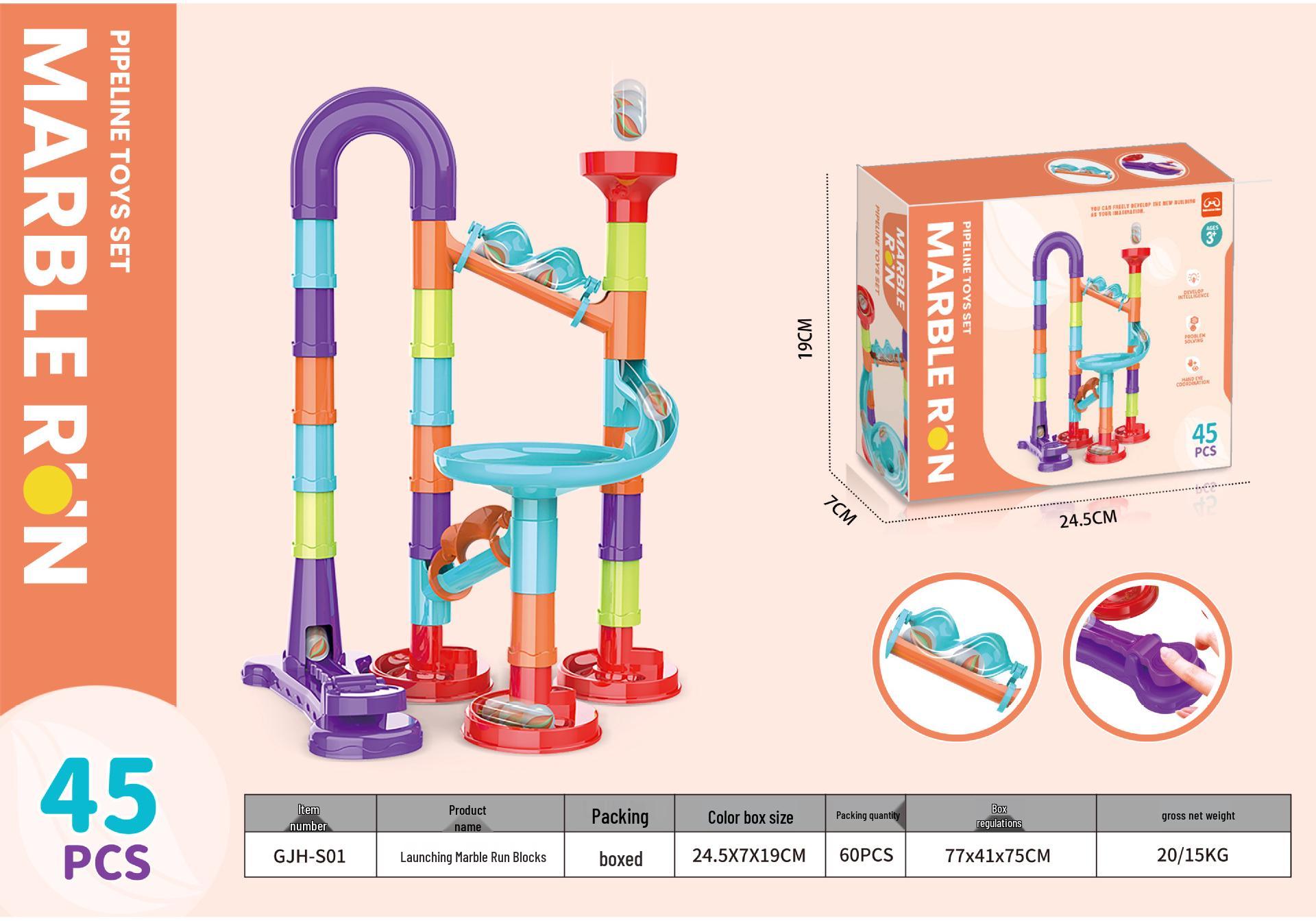 Children s Catapult Track Building Blocks: Colorful Maze Roller Slide Educational Toy