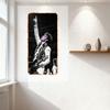 Black - White Musician Performing on Stage Metal Tin Sign, Vintage Concert Wall Plaque with Orange Border for Bar Cafe Home Man