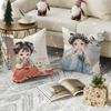 Eastern Aesthetics China Costume Girl 1 Pillow Case Natural Linen Pillow Case Double-Sided Decor Sofa Pillowcase Home Decor