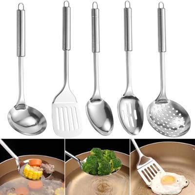 5Pcs Stainless Steel Kitchen Utensils Set Heat Resistant Non-Stick Spoons Spatula