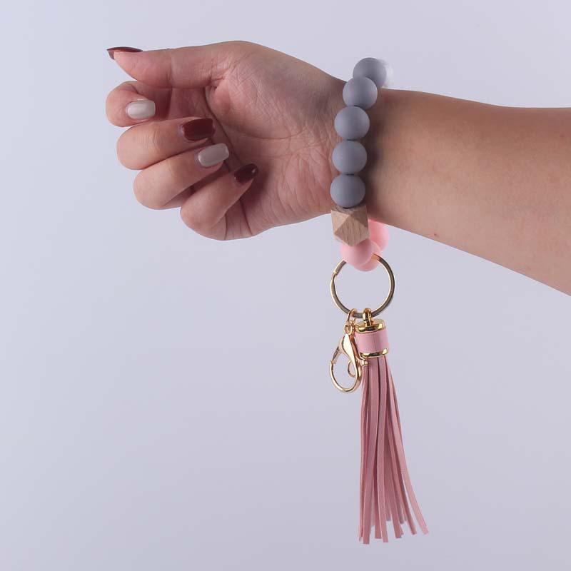 Bracciale con portachiavi in Silicone monogramma fatto a mano in