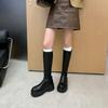 Women's leather boots new heightened thick-soled elastic thin boots but knee-high knight boots Spice girls high-heeled boots women