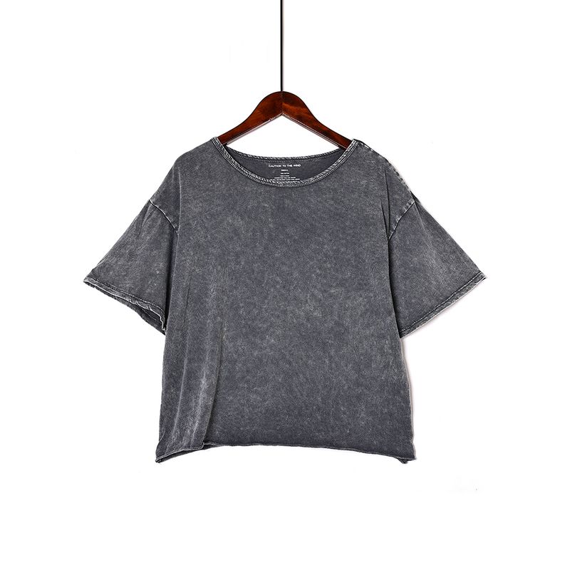 Heavy Weight Distressed Loose Casual round Neck Short Sleeves T-shirt