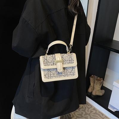 Kleine quadratische Tasche Damentasche 2025 Herbst und Winter neu personalisierte koreanische Version schlichte einfarbige Textur Trend ausländischer Stil Umhängetasche han