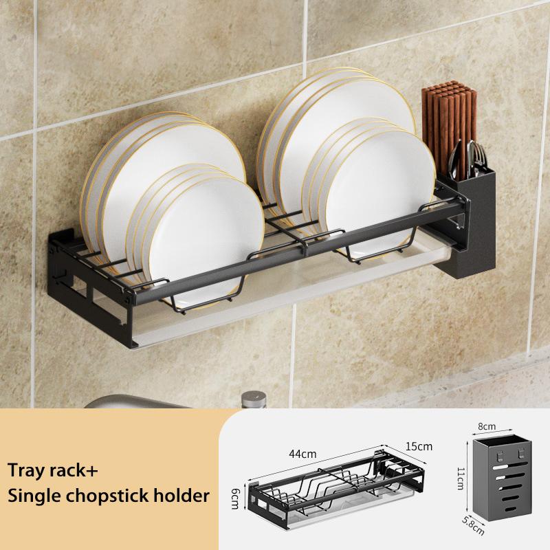 Dish Rack Wall Mounted Modern Kitchen Multifunctional Shelf Bowl Plate Drying Hanging Rack Chopsticks Fork Storage Shelves