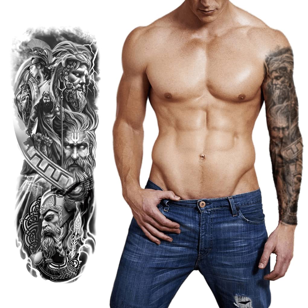 S.A.V.I Full Arm Tattoo, Full Sleeve Arm Tattoo For Men, Holy Men, Army Vikings, Trishul Tattoo For Girls Women, Temporary Tattoo Sticker, Size 48x1
