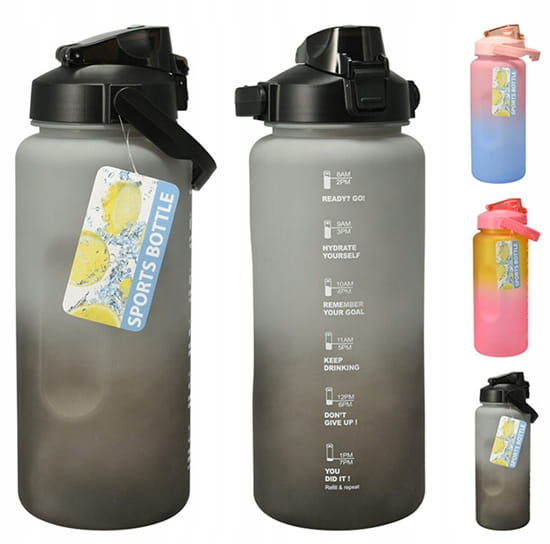 2L motivierende Mess-Wasserflasche Sportflasche mit Griff