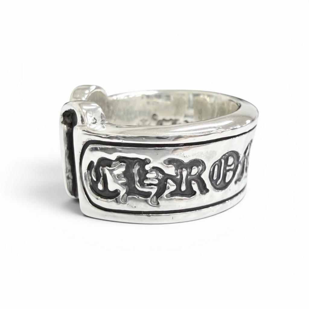 Great CHROME HEARTS Ring ring LG SCROLL LABEL Large scroll label Silver 925 mens Used