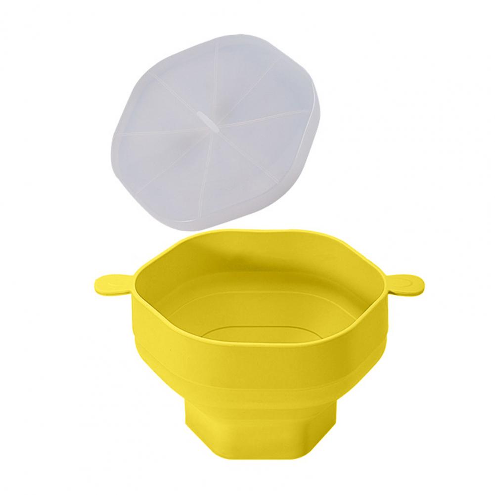 Silicone Microwave Popcorn Bowl with Lid Large Capacity Food Grade BPA Free Heat-Resistant Foldable Popcorn Maker Bucket Bowl