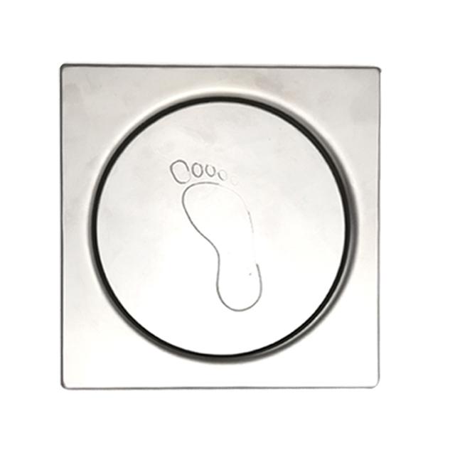 4-Inch Stainless Steel Concealed Floor Drain for Bathroom Square Frame with Round Cover Pop-up Design