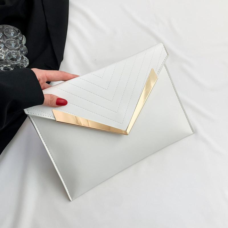 Stilvolle Damen-Clutch-Tasche mit großem Fassungsvermögen, trendige PU-Umschlagtasche in Schwarz, Weiß, Khaki und Rosenrot