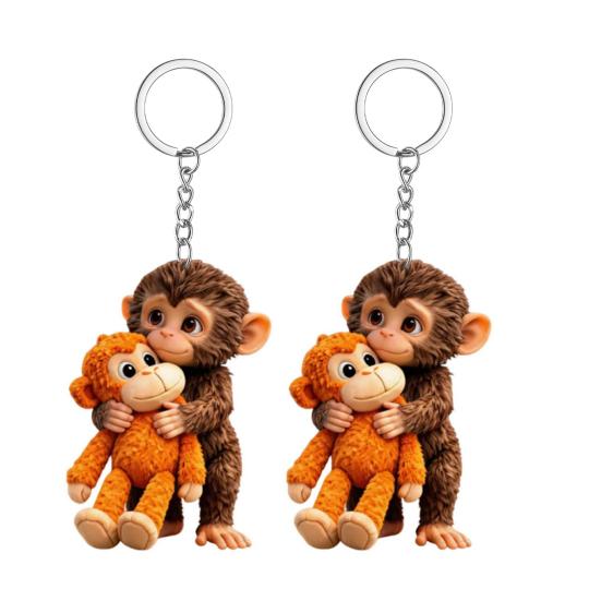 Baby Monkey Hugging Plush Toy Keychain Cute Animal Bag Charm for Keys Bags Backpacks Accessory Gifts for Friends