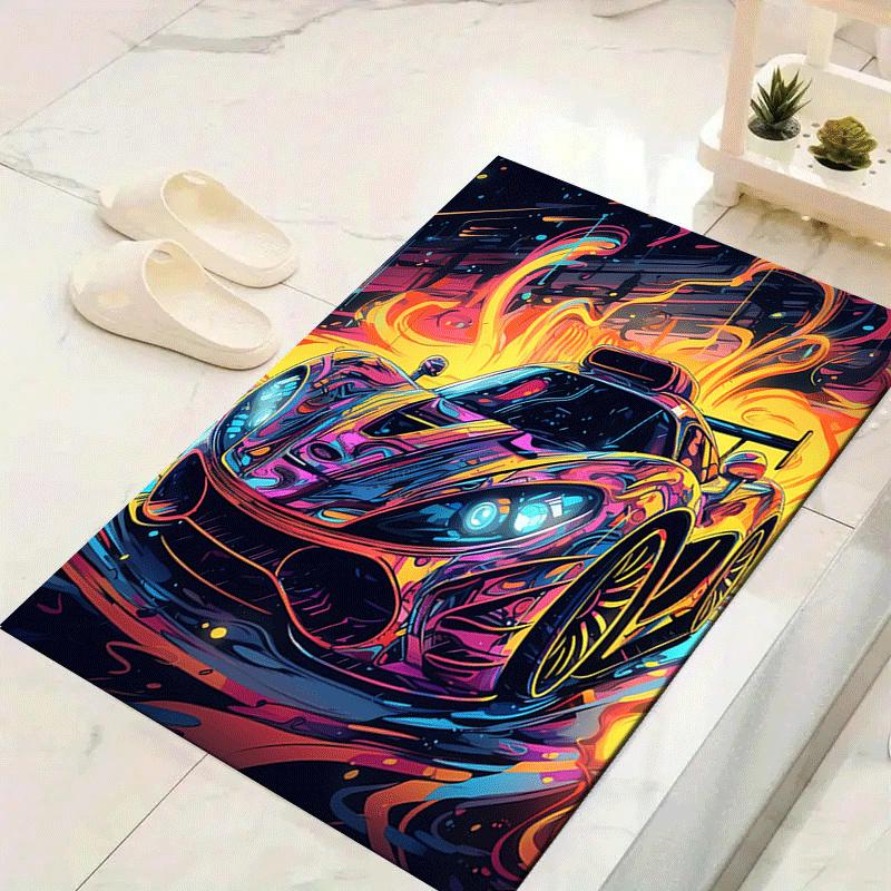 

1pc Flame Racing Print, Design Indoor Area Rug, Soft, Anti-Slip, and Durable Gaming Room Decor for Bedroom, Living Room, and Exercise Rugs, 60cm by 90cm