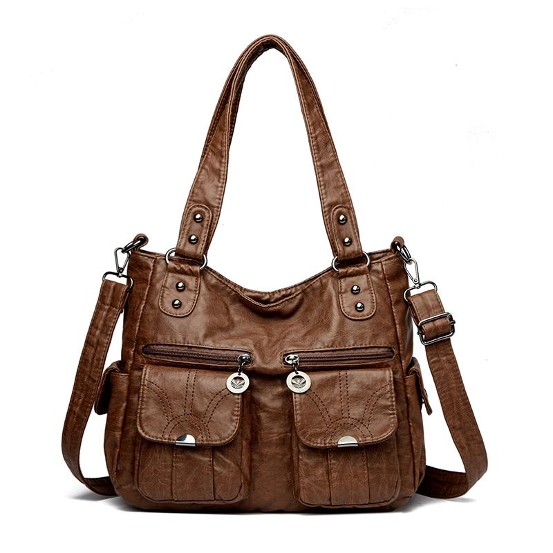 Designer Women Soft Leather Shopping Handbags Luxury Female Shoulder Crossbody Bag Ladies Casual Totes Shopper Messenger Bags