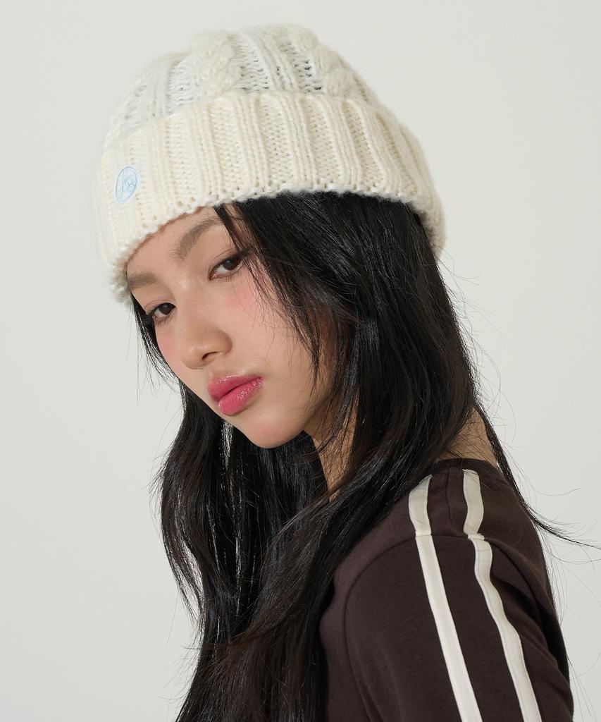 ILLIGO Ig Embroidered Twist Beanie Ivory