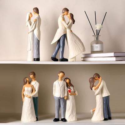 Estatueta de Casal de Resina Feita à Mão Decoração Decoração de Casa Ornamento de Casamento Presente de Dia dos Namorados