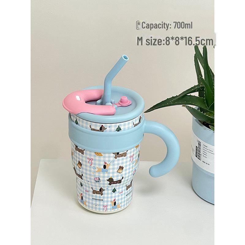 

Термос-чашка большой емкости с двойными стенками и трубочкой 2024 для офиса и дома 700-1200ML