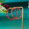 Christmas Red Green White Sequins Stripe Twisted Round Drop Earrings Circle Hoop Earring For Women Men Festive Holiday Jewelry