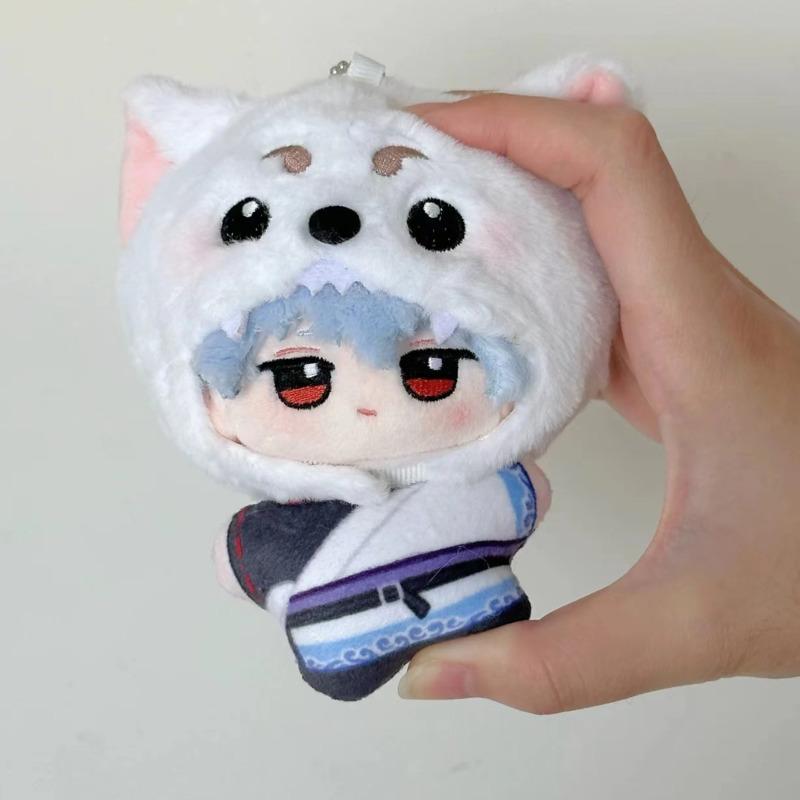 Anime Plushie Sakata Gintoki Doll 10Cm Cute Okita Sougo Doll Pendant Kagura Keychain With Headgear Anime Merchandise Gift