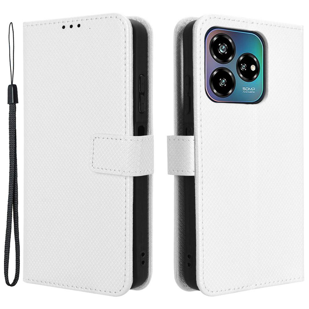 For ZTE Axon 60 Lite/Blade V60 Vita Phone Case PU Leather Diamond Texture Shockproof Cover